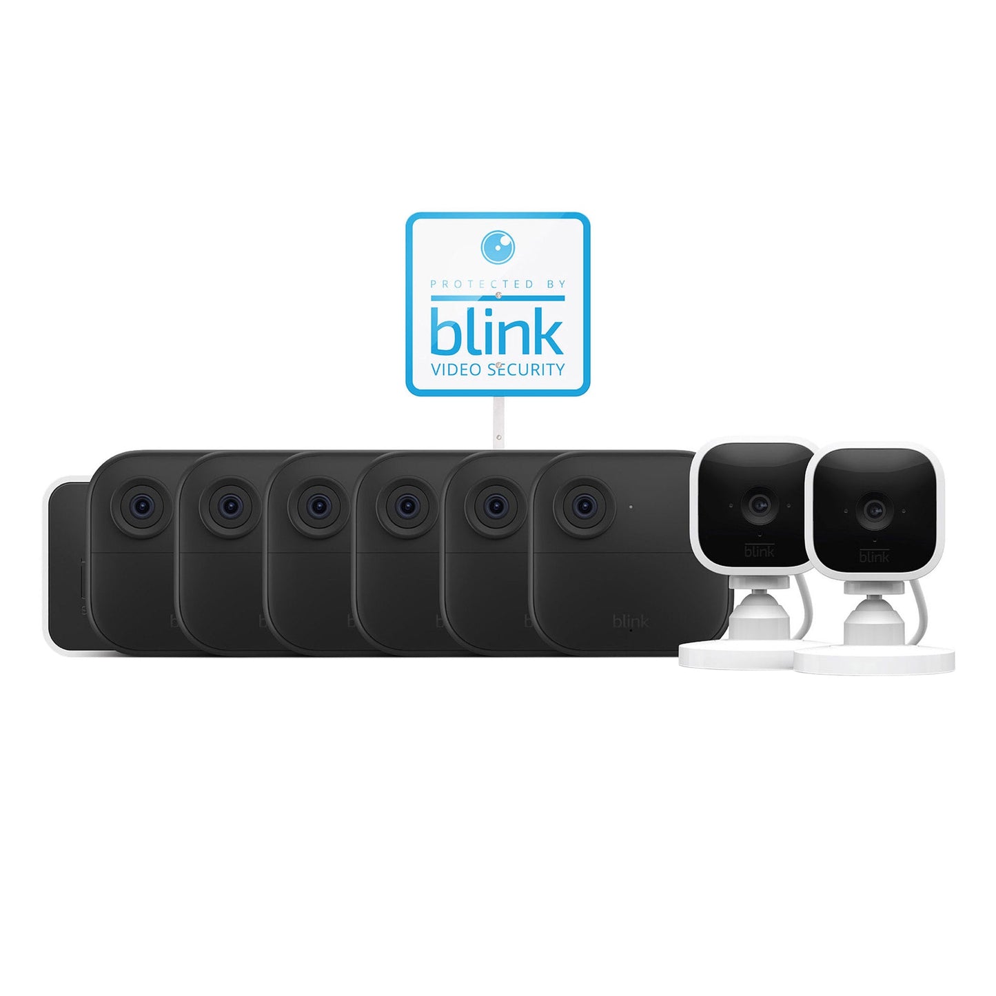'- 8 Camera Security System - 6 Outdoor, 2 Mini Indoor Plug-In Cameras, with Yard Sign