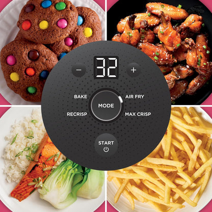 | Air Fryer | Crispi 4-In-1 Portable Cooking System | 4QT & 6 Cup Glass Containers, Crisper Plates & Storage Lids Included | Microwave, Freezer & Dishwasher Safe | Cherry Crush | FN101DR