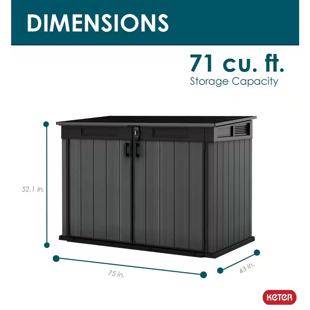 Cortina Mega 6.2 Ft. W X 3.6 Ft. D Durable Resin Plastic Storage Shed with Flooring Grey (22.4 Sq. Ft.)