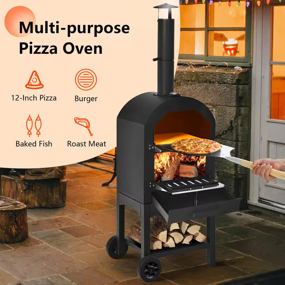 Oven Wood Fire Pizza Maker Grill Outdoor Pizza Oven with Pizza Stone and Waterproof Cover