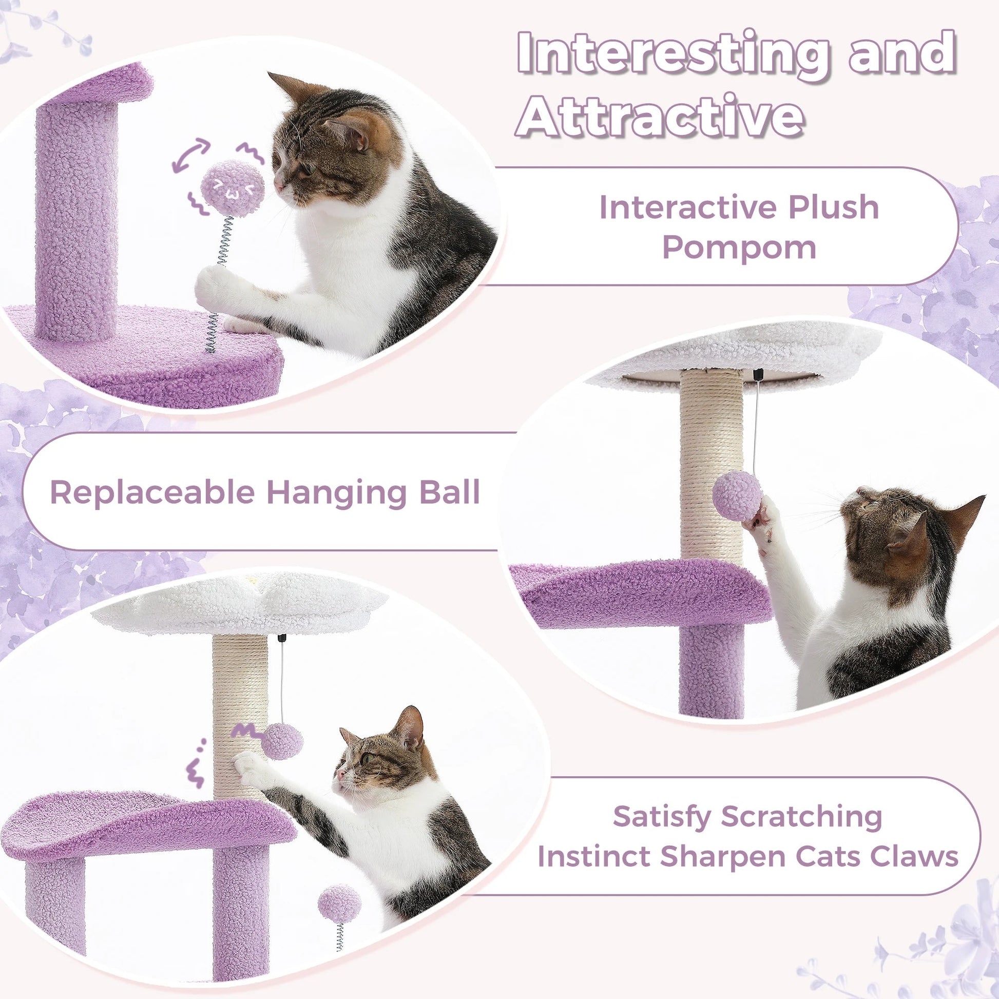 Mordern Cat Tree Scratching Post Cat'S House Cute Cactus Scratcher with Condo Nest Pet Play House Furniture