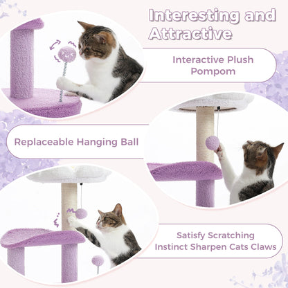 Mordern Cat Tree Scratching Post Cat'S House Cute Cactus Scratcher with Condo Nest Pet Play House Furniture
