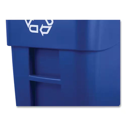 BRUTE 50 Gal. Blue Rollout Plastic Outdoor Recycling Trash Can with Lid for Restaurants/Offices/Commercial Environments