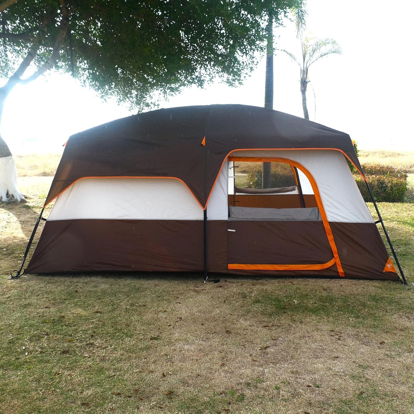 Extra Large Tent 10-12-14 Person(A),Family Cabin Tents,2 Rooms,3 Doors and 3 Windows with Mesh,Straight Wall,Waterproof,Double Layer,Big Tent for Outdoor,Picnic,Camping,Family Gathering