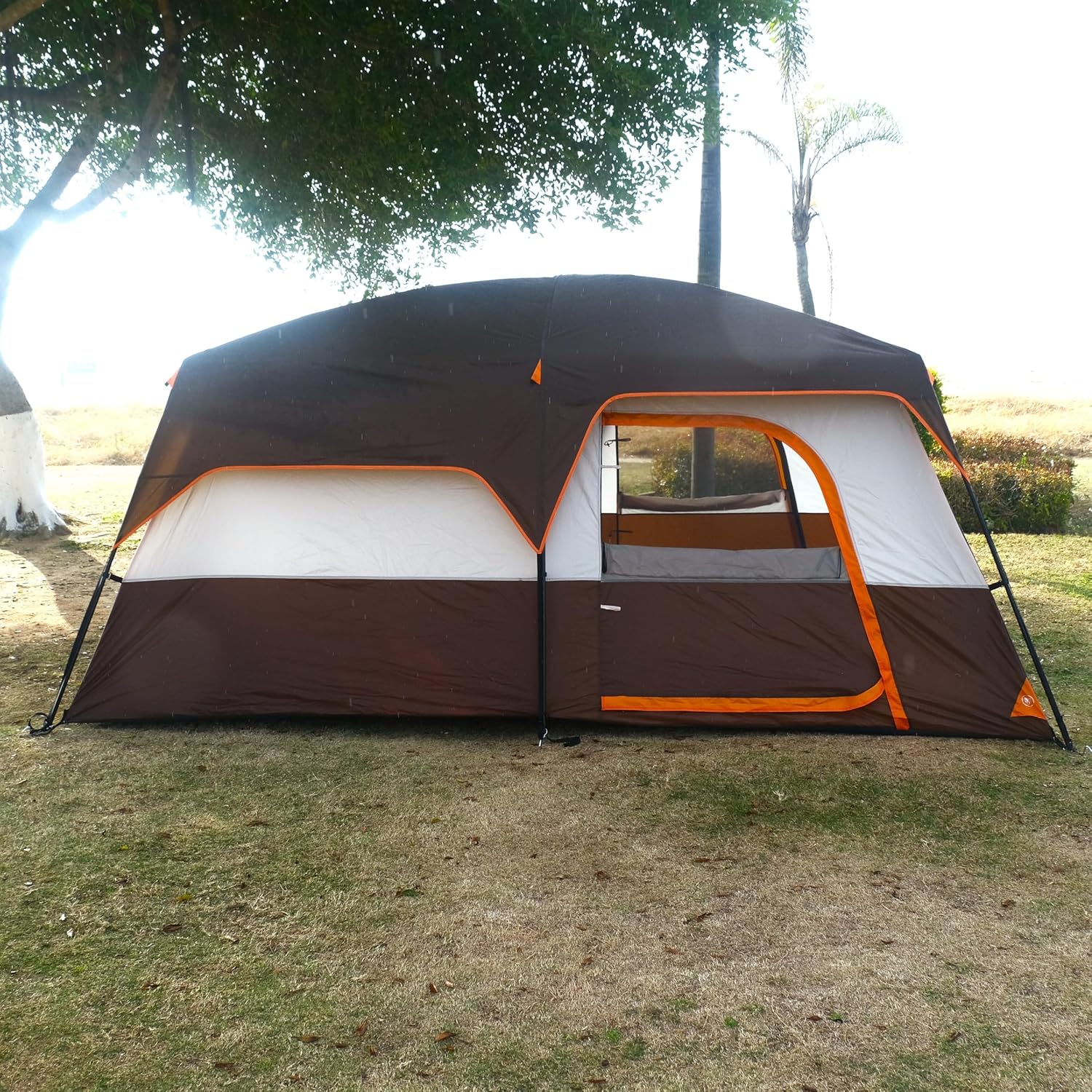 Extra Large Tent 10-12-14 Person(A),Family Cabin Tents,2 Rooms,3 Doors and 3 Windows with Mesh,Straight Wall,Waterproof,Double Layer,Big Tent for Outdoor,Picnic,Camping,Family Gathering