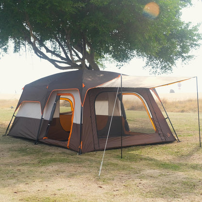Extra Large Tent 10-12-14 Person(A),Family Cabin Tents,2 Rooms,3 Doors and 3 Windows with Mesh,Straight Wall,Waterproof,Double Layer,Big Tent for Outdoor,Picnic,Camping,Family Gathering