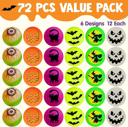 72 PCS Halloween Bouncy Balls, Glow in the Dark Bouncing Balls Eyeballs for Halloween Party Favors Decorations, Halloween Goodie Bag Fillers, Trick or Treating School Classroom Game Prizes