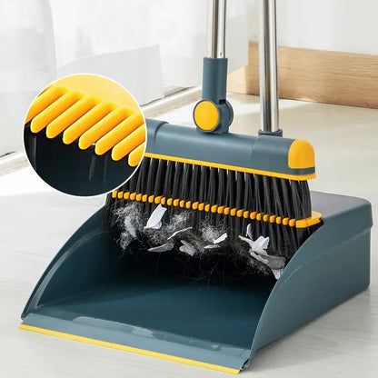 Broom & Dustpan Set (1-Set) – Foldable, Thickened Rotatable Stainless Steel Rod, Soft Non-Scratch Bristles, Indoor Cleaning Supplies (Local Warehouse Available)