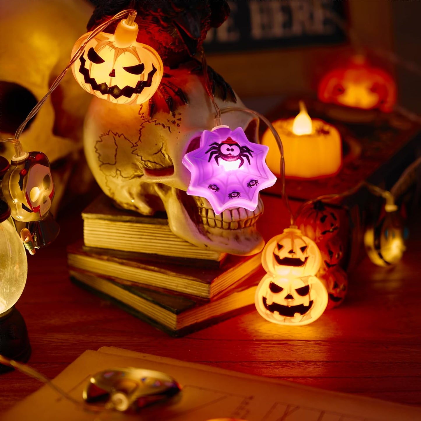 Halloween String Lights Decorations, 9.8FT 20 LED Halloween Fairy Lights, Battery Operated (Not Included) with Timer Function and 8 Flashing Modes, Cute Booday Lights 2025 Home Indoor Decor