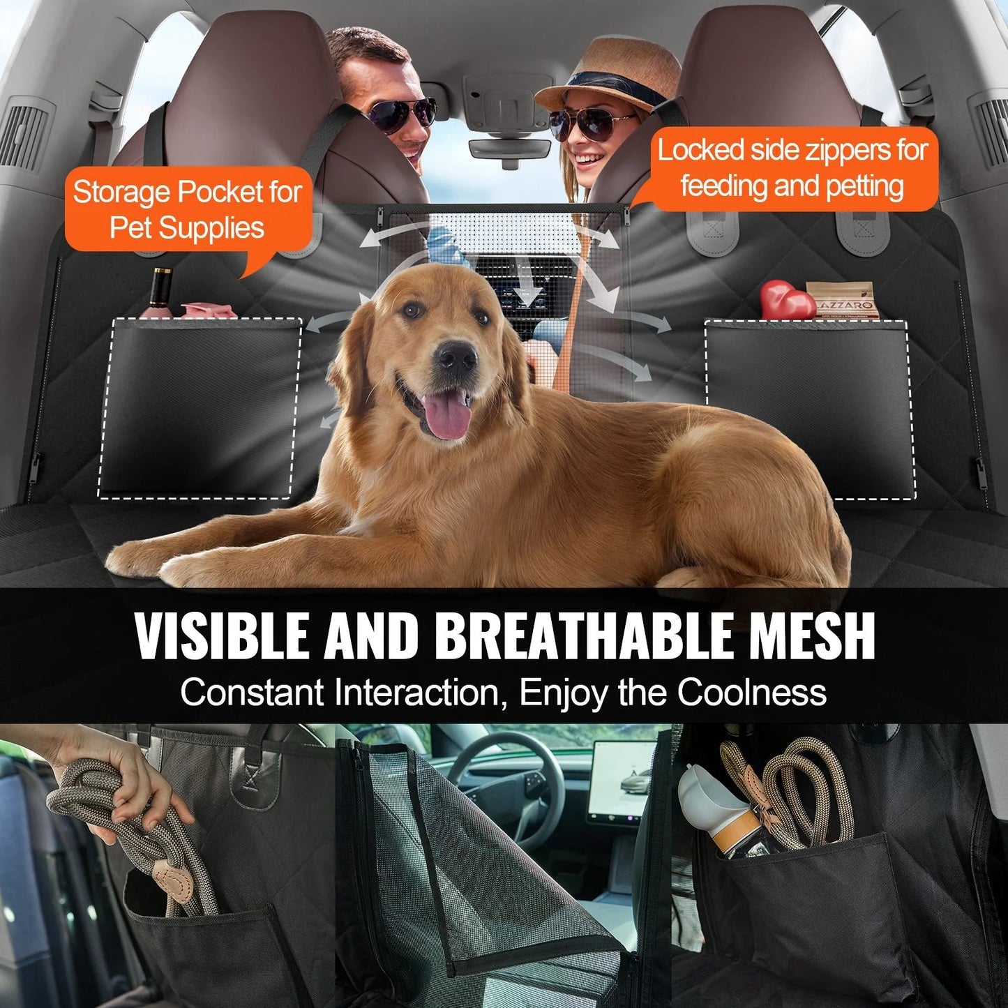 VEVOR 53 X 24.8 in Dog Car Seat Cover for Back Seat Waterproof 600D for Cars
