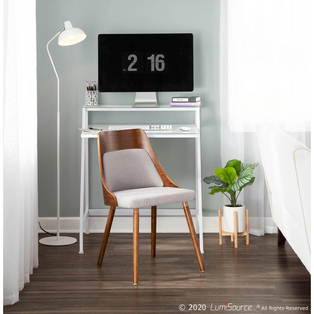 Anabelle Mid-Century Walnut and Grey Modern Dining Chair