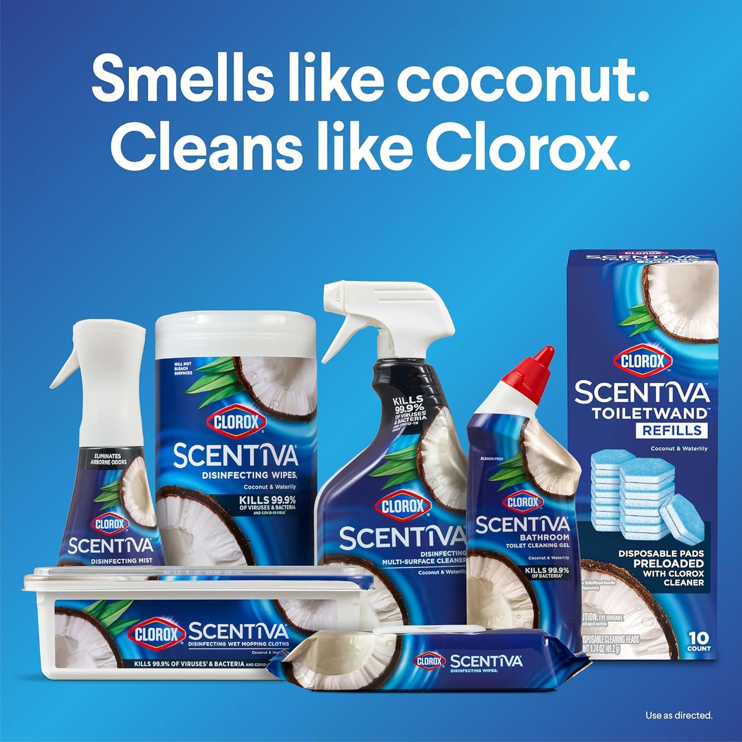 Toilet Wand Scentiva Coconut & Waterlily Refill, 10Ct