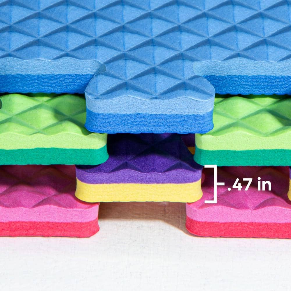 Primary Pastel 24 In. W X 24 In. L X 0.5 In. Thick Foam Exercise\Gym Flooring Tiles (4 Tiles\Case) (16 S. Ft.)