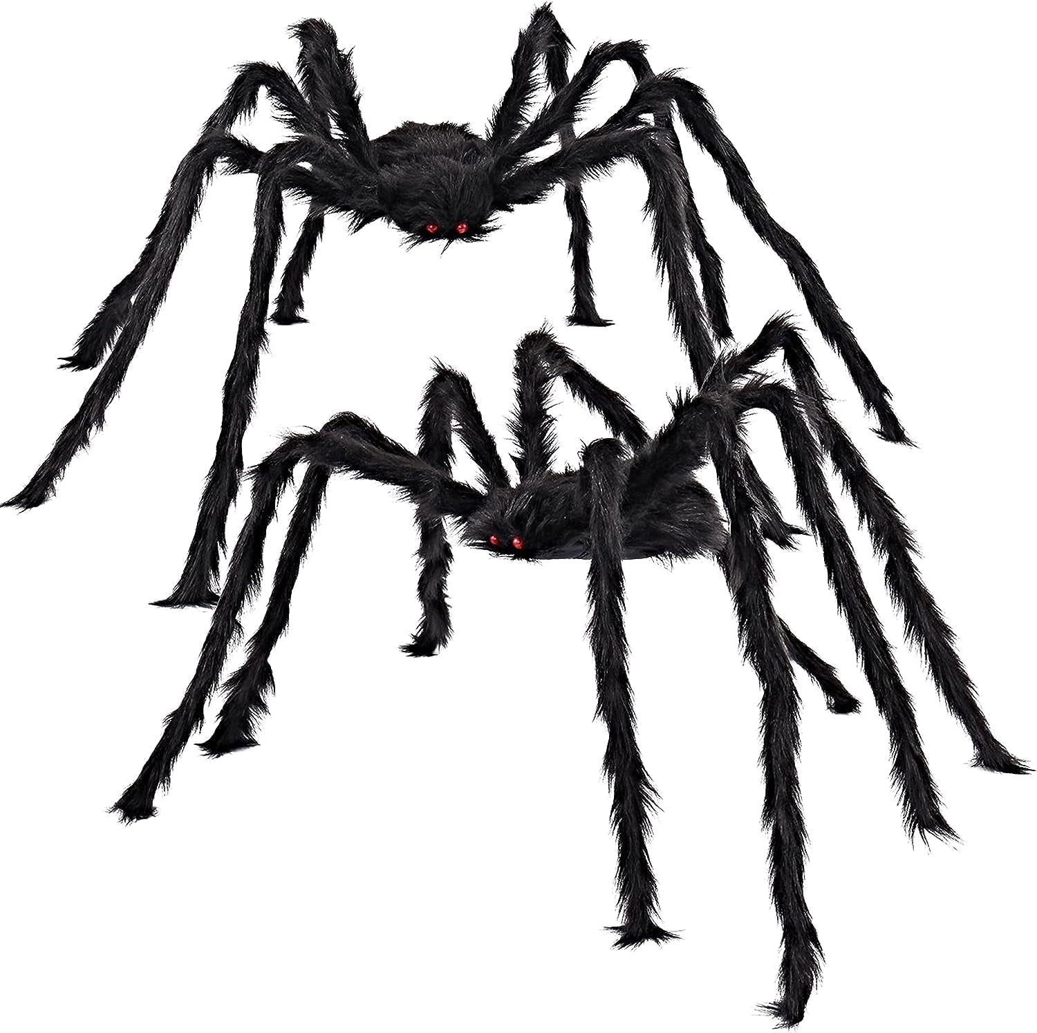 2 Pack 5 Ft Halloween Outdoor Decorations Hairy Black Spider, Scary Giant Spider, Fake Large Haunted House Props, Halloween Yard Lawn Decorations Party Indoor Decor
