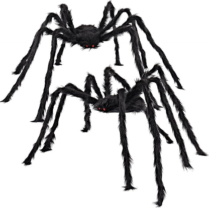 2 Pack 5 Ft Halloween Outdoor Decorations Hairy Black Spider, Scary Giant Spider, Fake Large Haunted House Props, Halloween Yard Lawn Decorations Party Indoor Decor