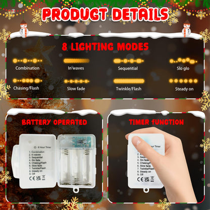 Halloween String Lights Decorations, 9.8FT 20 LED Halloween Fairy Lights, Battery Operated (Not Included) with Timer Function and 8 Flashing Modes, Cute Booday Lights 2025 Home Indoor Decor