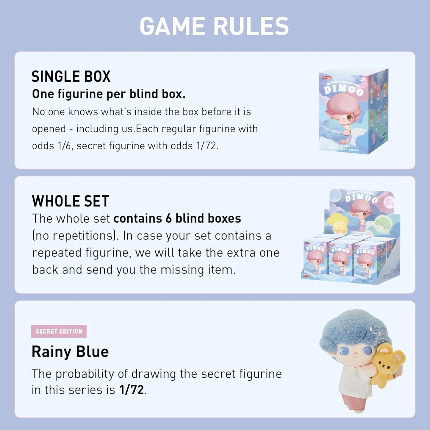 DIMOO My Cloud Companion Series-Cotton Doll Blind Box, 6Pcs DIMOO Blind Box Figures, Random Design Action Figures Collectible Toys Home Decorations, Holiday Birthday Gifts, Whole Set