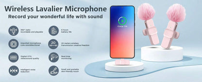 Professional Wireless Lavalier Microphone – Plug & Play Clip-On Lapel Mic for Smartphone, Vlog, Interview & Teaching