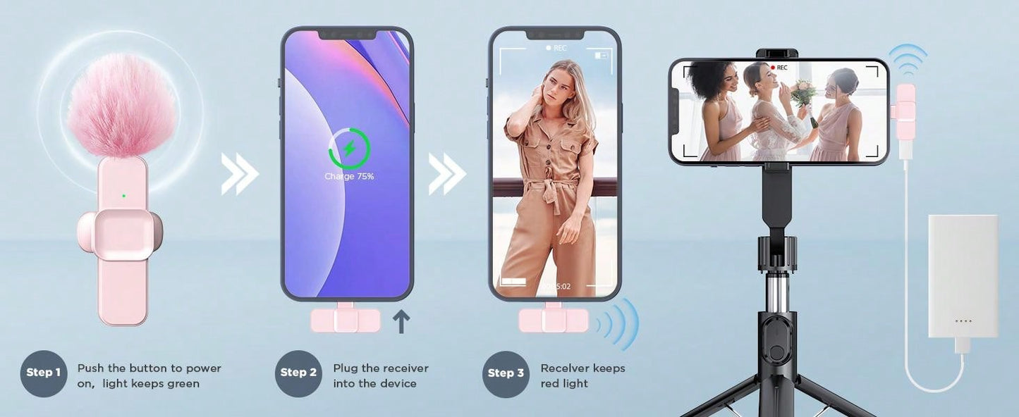Professional Wireless Lavalier Microphone – Plug & Play Clip-On Lapel Mic for Smartphone, Vlog, Interview & Teaching