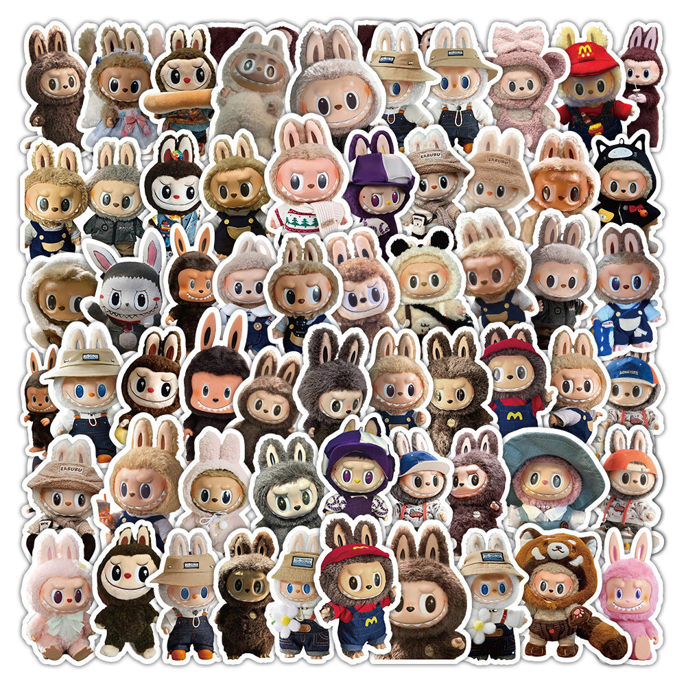 62PCS The Monsters Labubu Plush Cartoon Anime Stickers – Kawaii Decorative Sticker Pack