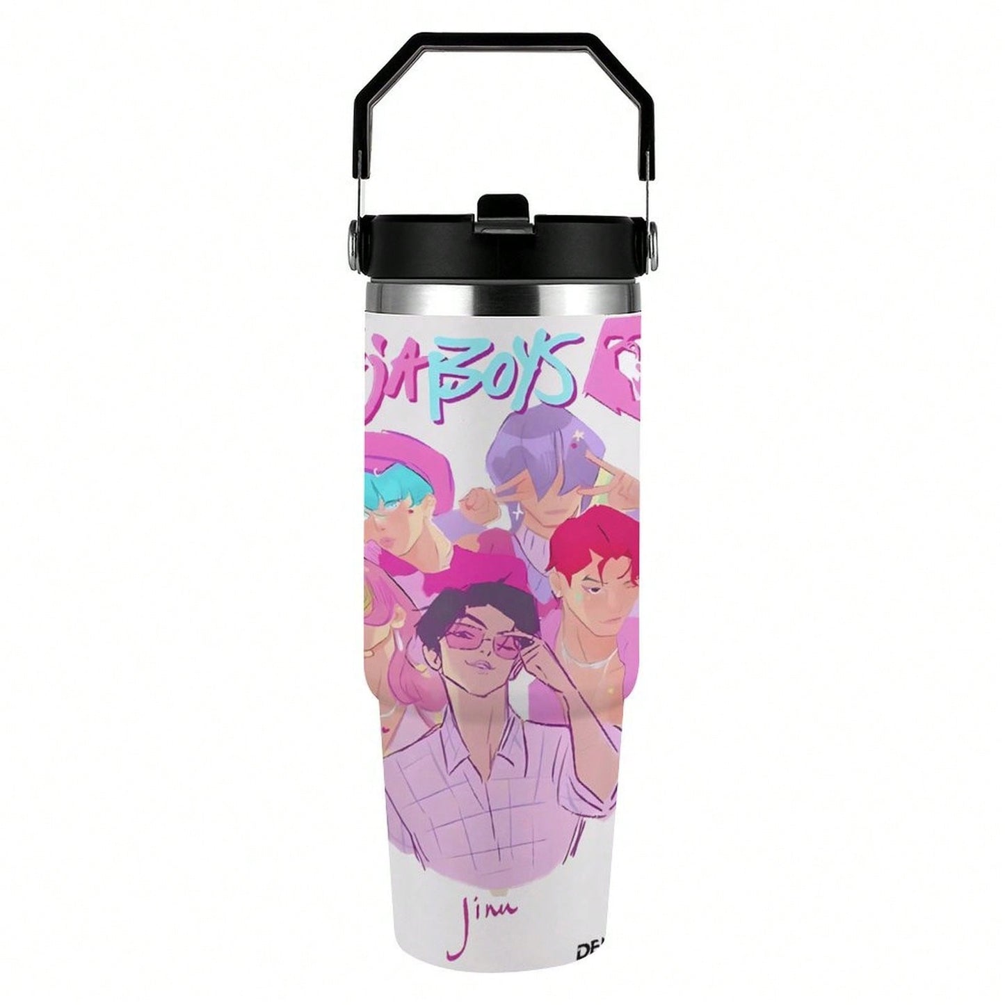 Neon Demon Kpop 30oz Insulated Car Tumbler – Anime Travel Mug with Lid & Straw | Stainless Steel Vacuum Cup