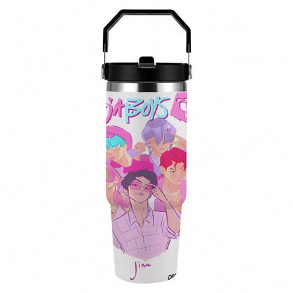 Neon Demon Kpop 30oz Insulated Car Tumbler – Anime Travel Mug with Lid & Straw | Stainless Steel Vacuum Cup