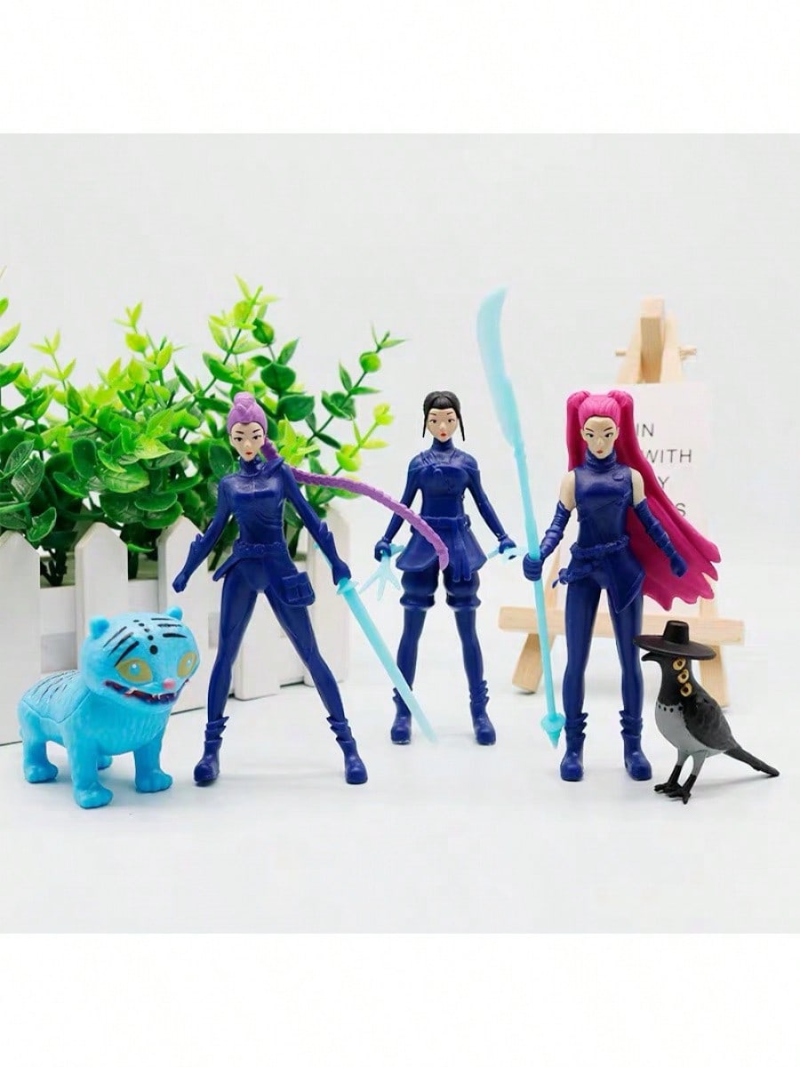 5pcs K-pop Action Figure Set – Derpys Tiger, Rumi, Mira, Zoey & Sussy Collectible Dolls for Fans