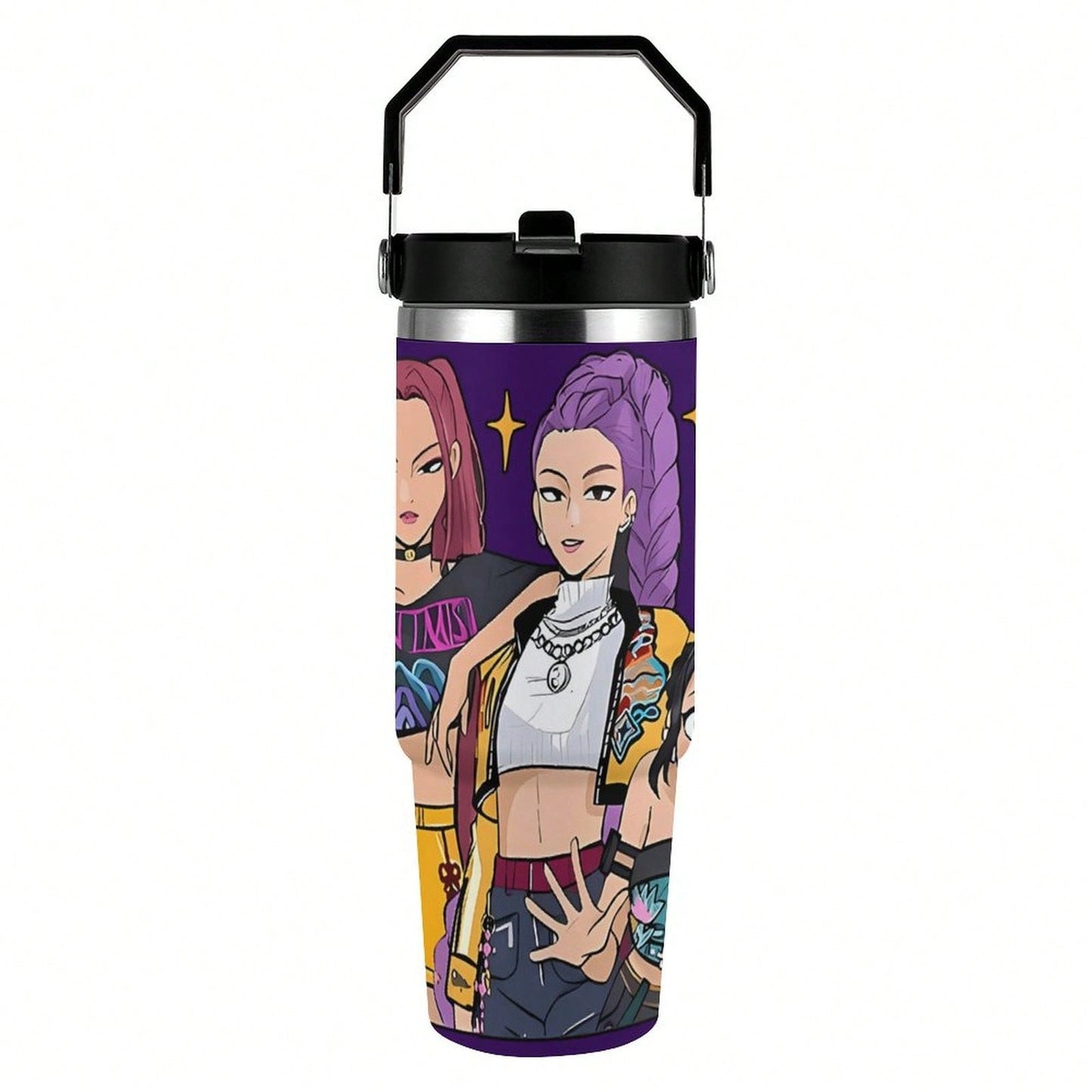 30oz Anime Pattern Vacuum Insulated Tumbler – Hot & Cold Travel Mug with Lid & Straw | Stainless Steel Car Cup