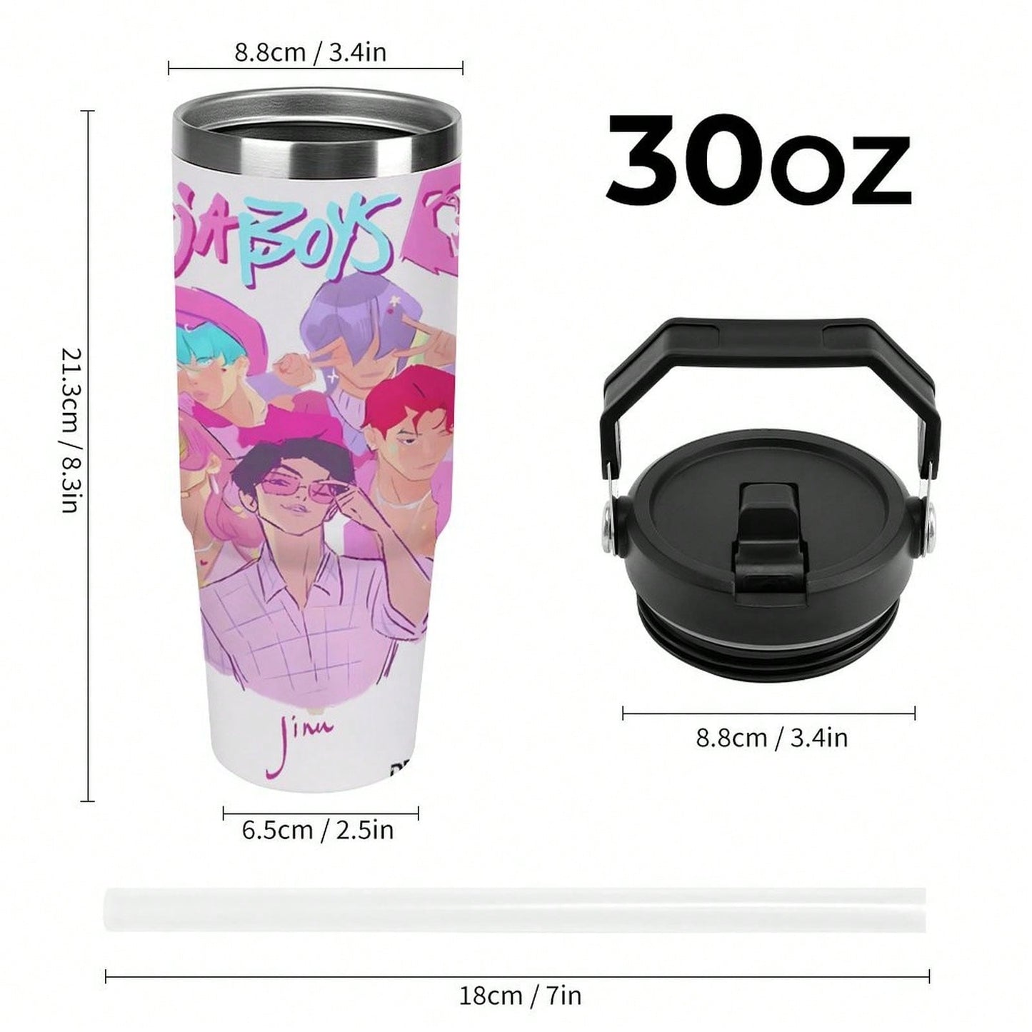 Neon Demon Kpop 30oz Insulated Car Tumbler – Anime Travel Mug with Lid & Straw | Stainless Steel Vacuum Cup