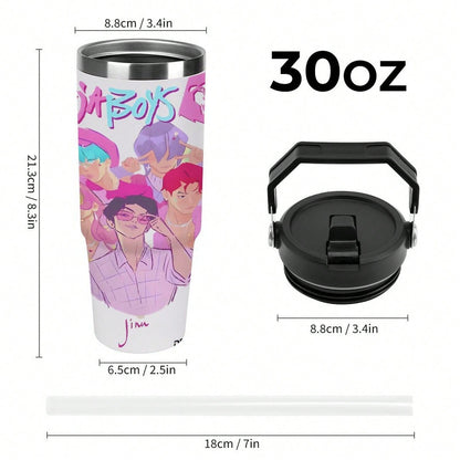 Neon Demon Kpop 30oz Insulated Car Tumbler – Anime Travel Mug with Lid & Straw | Stainless Steel Vacuum Cup