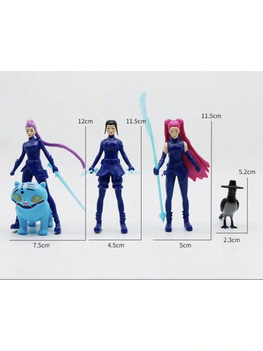 5pcs K-pop Action Figure Set – Derpys Tiger, Rumi, Mira, Zoey & Sussy Collectible Dolls for Fans