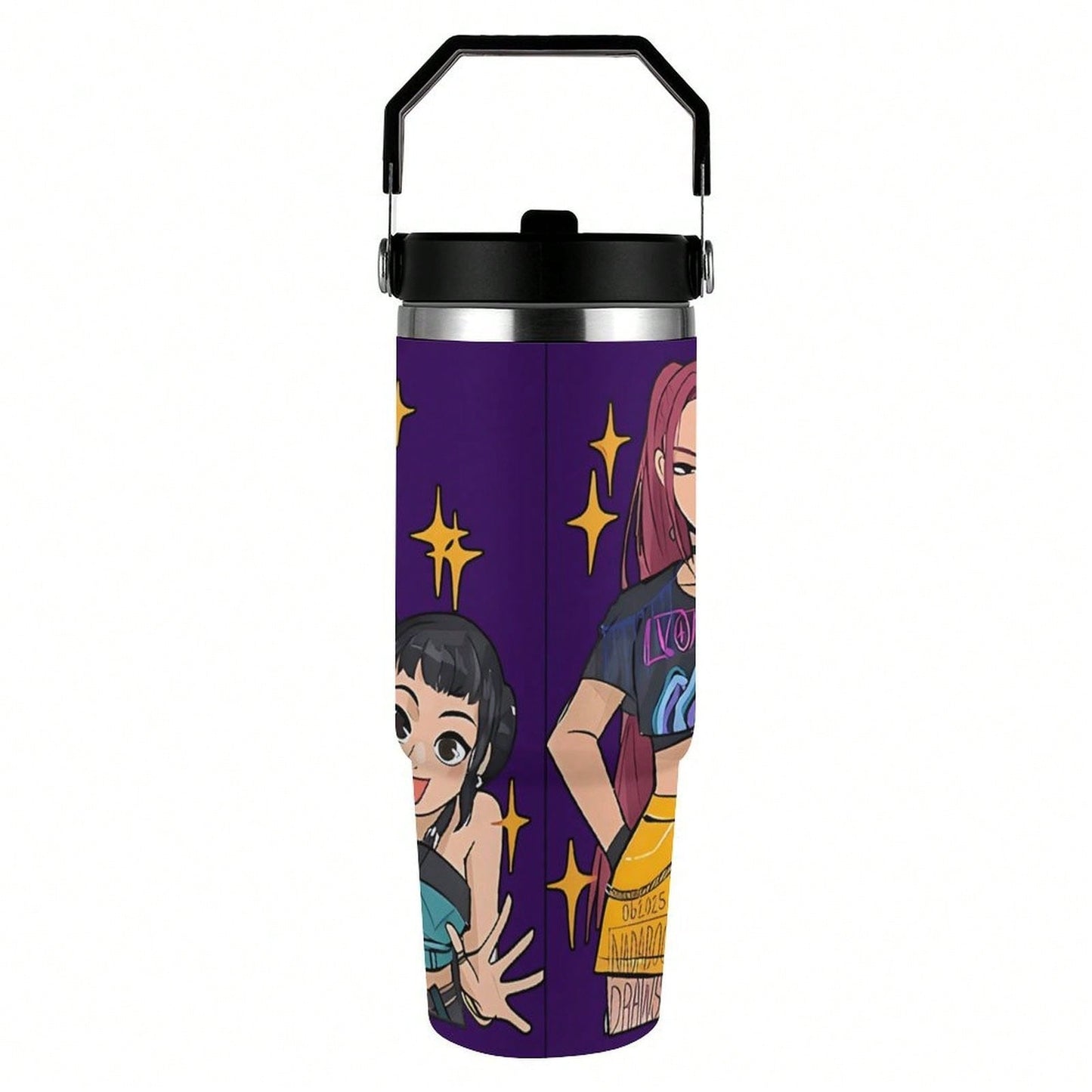 30oz Anime Pattern Vacuum Insulated Tumbler – Hot & Cold Travel Mug with Lid & Straw | Stainless Steel Car Cup