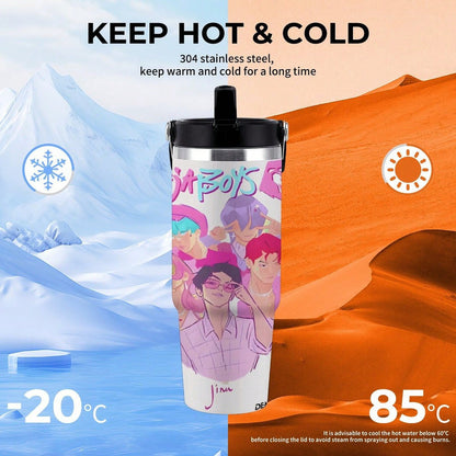 Neon Demon Kpop 30oz Insulated Car Tumbler – Anime Travel Mug with Lid & Straw | Stainless Steel Vacuum Cup
