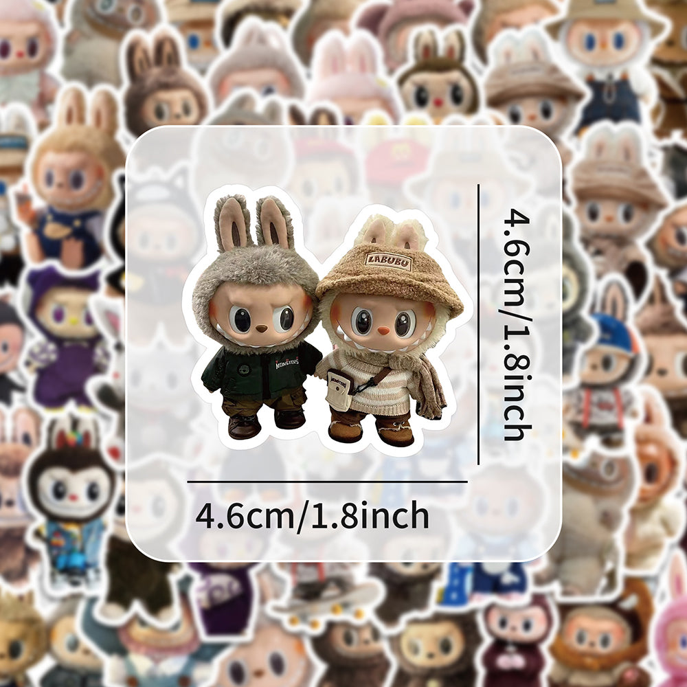 62PCS The Monsters Labubu Plush Cartoon Anime Stickers – Kawaii Decorative Sticker Pack