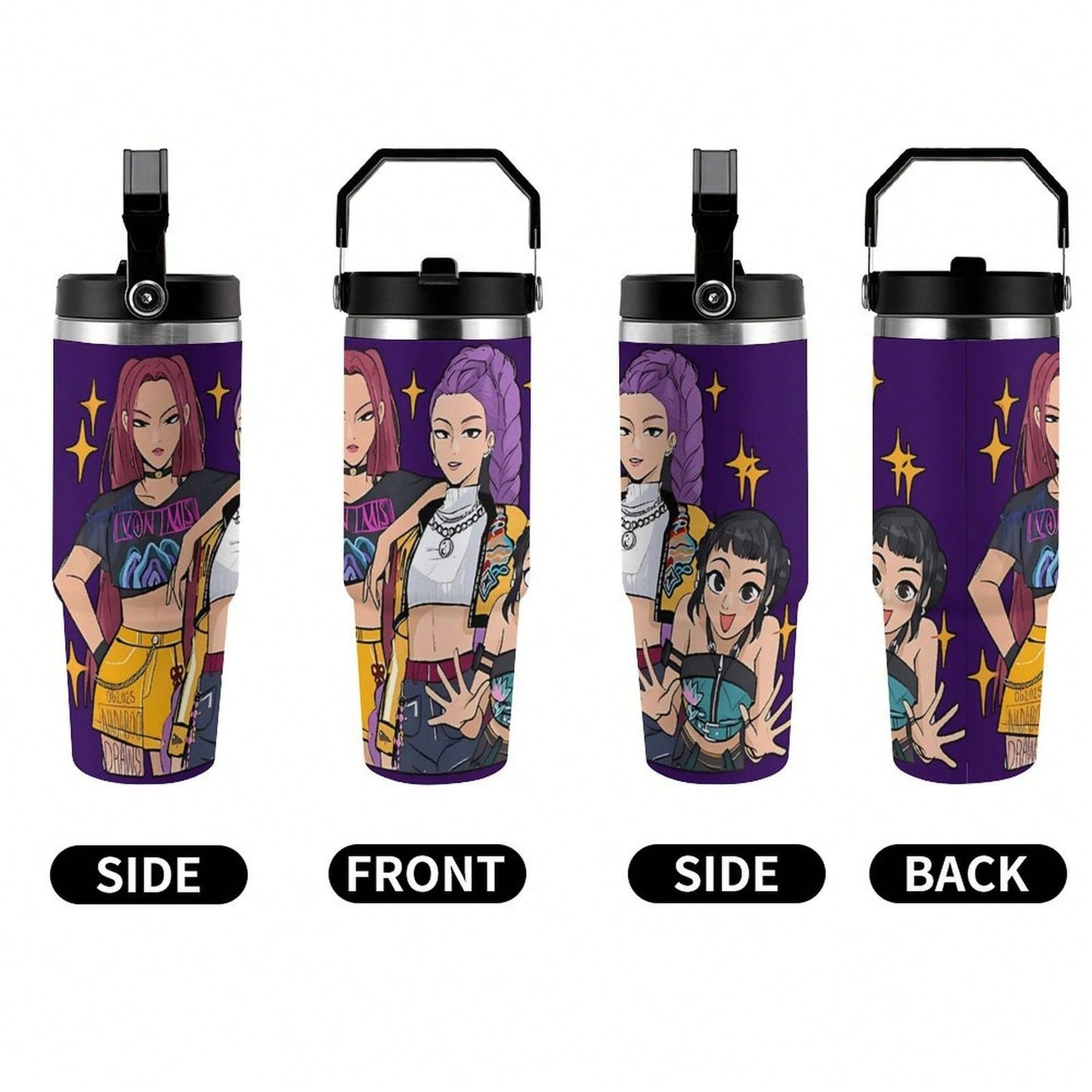 30oz Anime Pattern Vacuum Insulated Tumbler – Hot & Cold Travel Mug with Lid & Straw | Stainless Steel Car Cup