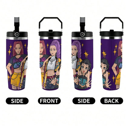 30oz Anime Pattern Vacuum Insulated Tumbler – Hot & Cold Travel Mug with Lid & Straw | Stainless Steel Car Cup