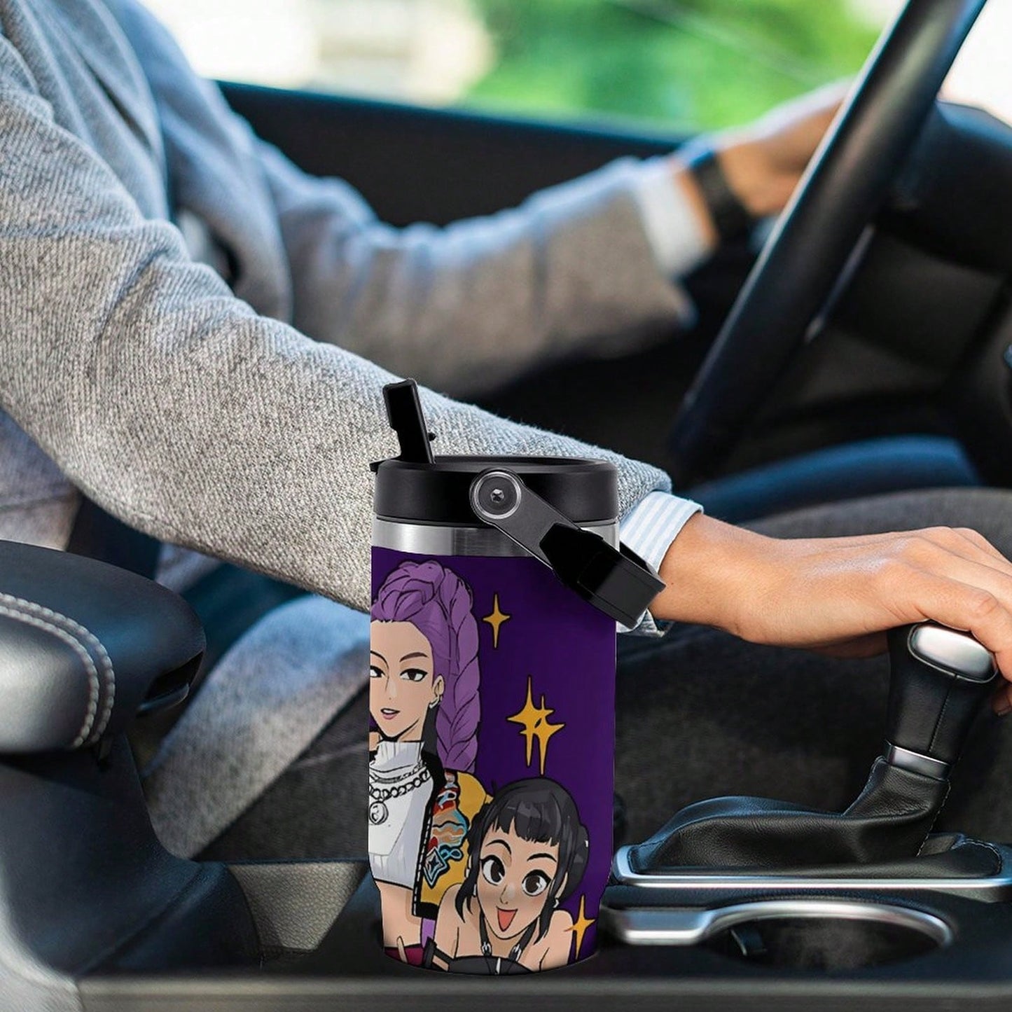 30oz Anime Pattern Vacuum Insulated Tumbler – Hot & Cold Travel Mug with Lid & Straw | Stainless Steel Car Cup