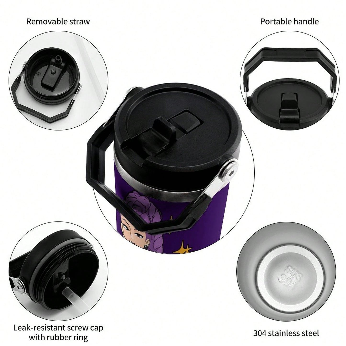 30oz Anime Pattern Vacuum Insulated Tumbler – Hot & Cold Travel Mug with Lid & Straw | Stainless Steel Car Cup