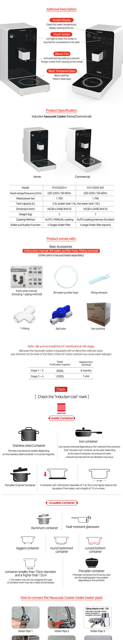 HAUSCOOK Multi Cooker +HausCook Cooker Container Guide(Korea Electric Instant Ramen Cooker) 110Volt $790