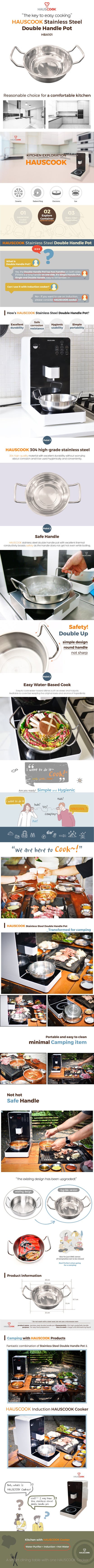 Hauscook Stainless Steel Double Handle Pot