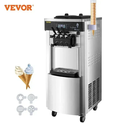 Commercial Soft Ice Cream Machine 2200W 20-28L/H Ice Cream Maker Double 6L Hoppers Ice Cream Making Machine YKF-8228H