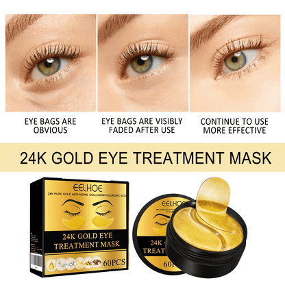 ✨ 60-Piece 24K Gold Eye Mask – Hydrating Firming Gel Patches for Dark Circles