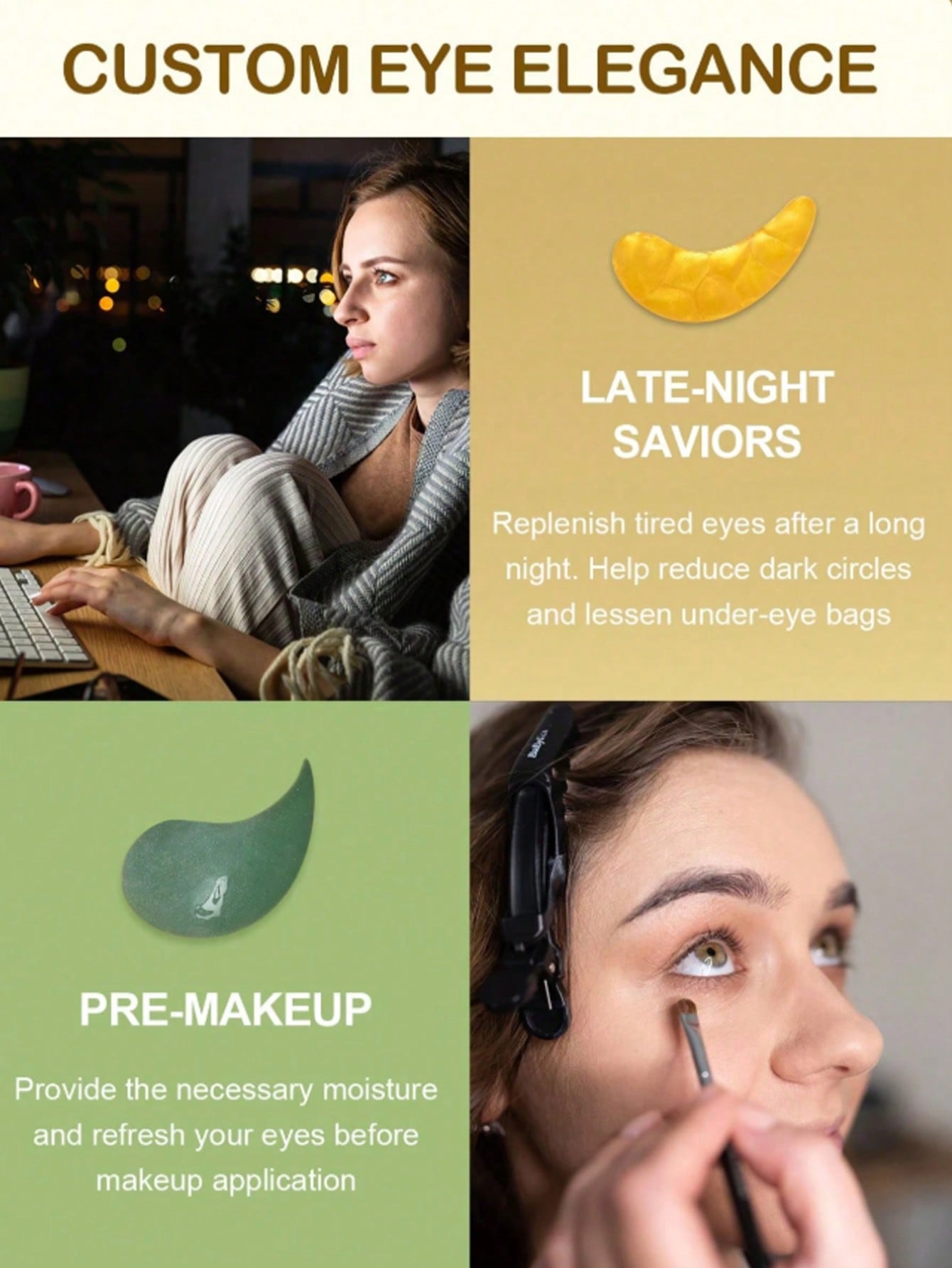✨ 60-Piece 24K Gold Eye Mask – Hydrating Firming Gel Patches for Dark Circles