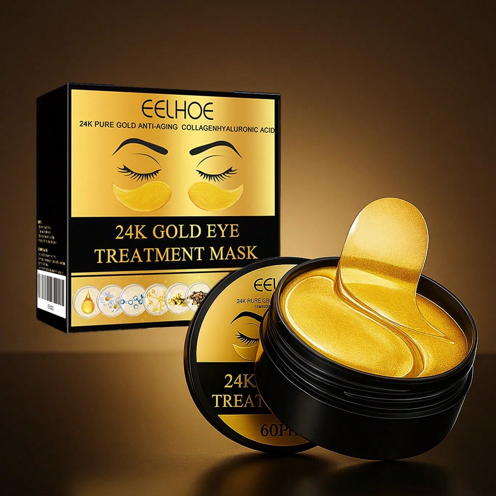 ✨ 60-Piece 24K Gold Eye Mask – Hydrating Firming Gel Patches for Dark Circles