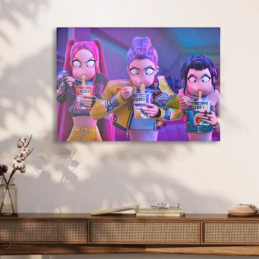 Framed K-Pop Demon Hunters Poster – Modern Minimalist Movie Wall Art for Living Room & Bedroom