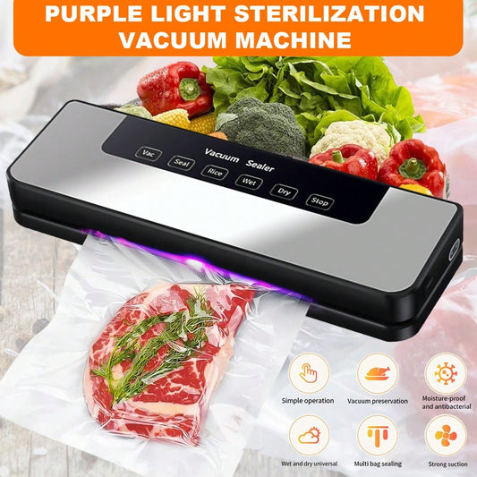 Vacuum Sealer Machine – Automatic Food Sealer with 30pcs Vacuum Bags, Small Household Packaging Machine