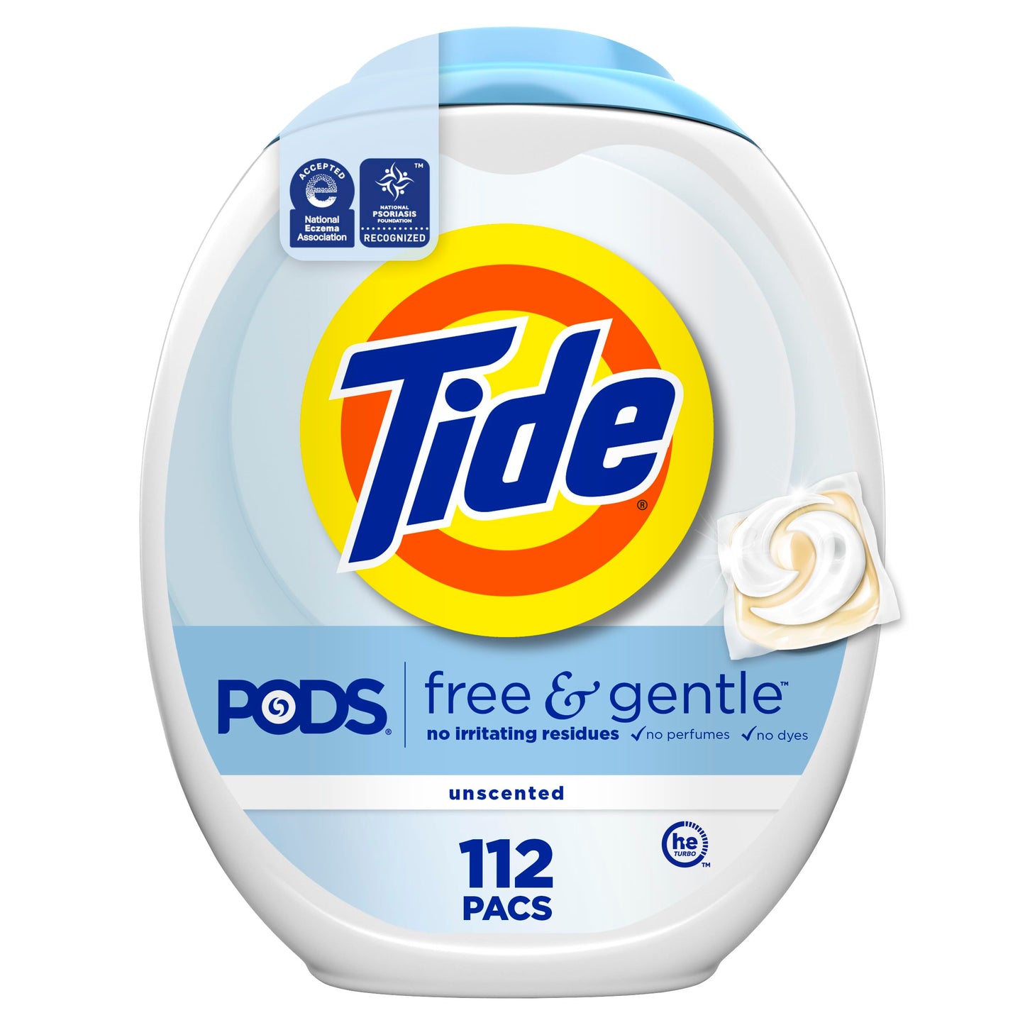 PODS Laundry Detergent Pacs, 3-In-1 Stain Remover, Odor Fighter, Color Protector, 112 Count, HE Compatible, Spring Meadow Scent