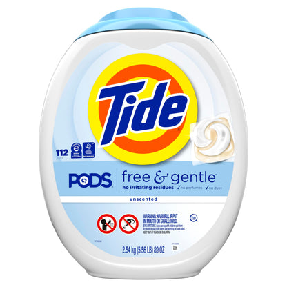 PODS Laundry Detergent Pacs, 3-In-1 Stain Remover, Odor Fighter, Color Protector, 112 Count, HE Compatible, Spring Meadow Scent