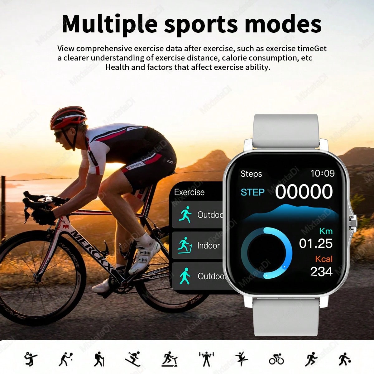 MixtataDi Smart Watch – Multifunctional Sports Smartwatch with Wireless Calls, Music & Notifications (Android/iOS)