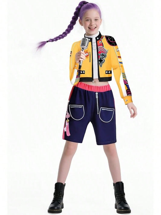 KPOP DEMON HUNTERS Girl’s Singer Costume – Halloween Cosplay & Stage Outfit for Kids 4–14 Years...
